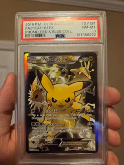 2016 POKEMON XY BLACK STAR PROMO RED & BLUE COLL FULL ART/PIKACHU EX PSA 8 - Image 3