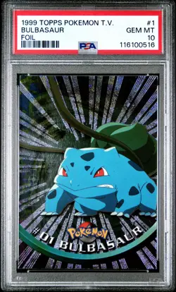 1999 TOPPS POKEMON TV FOIL #1 BULBASAUR PSA 10 - Image 1