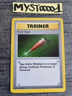 Carte Pokemon Trainer Full Heal 82/102 SHADOWLESS Set De Base Wizards OCCASION - Image 1