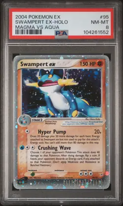 2004 POKEMON EX TEAM MAGMA VS TEAM AQUA #95 SWAMPERT EX-HOLO PSA 8 - Image 1