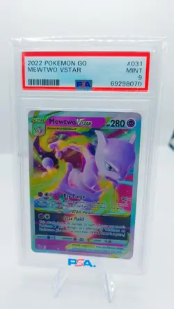 2022 Pokemon Go Mewtwo VSTAR Full Art #031 PSA Mint 9 Rare Foil - Image 1