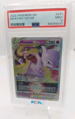 2022 Pokemon Go Mewtwo VSTAR Full Art #031 PSA Mint 9 Rare Foil - Image 3
