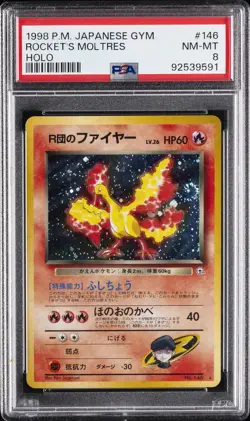 1998 POKEMON JPN GYM #146 ROCKET'S MOLTRES-HOLO PSA 8 - Image 1