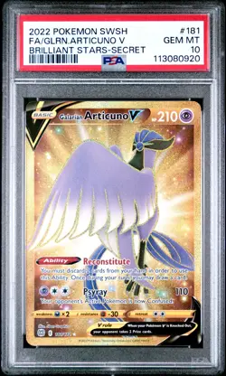 2022 POKEMON SWORD & SHIELD BRILLIANT STARS FULL ART/GALARIAN ARTICUNO V PSA 10 - Image 1