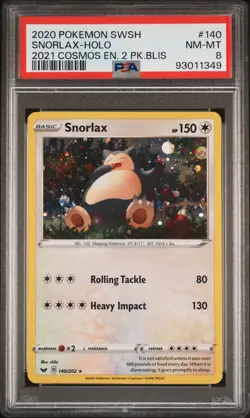 2020 POKEMON SWORD & SHIELD #140 SNORLAX-HOLO PSA 8 - Image 1