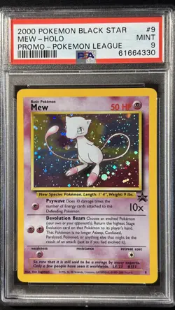 PSA 9 MINT Mew 2000 WOTC Black Star Promo 9 Holo League Pokemon Card - Image 1