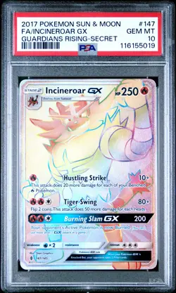2017 POKEMON SUN & MOON GUARDIANS RISING SECRET FULL ART/INCINEROAR GX PSA 10 - Image 1
