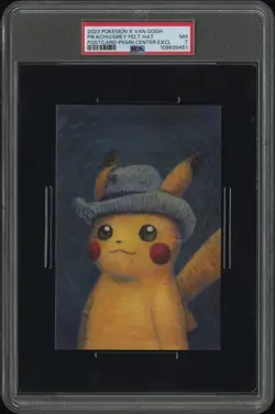 2023 POKEMON X VAN GOGH POSTCARD PIKACHU WITH GREY FELT HAT PSA 7 - Image 1