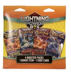Brand New 2025 Pokemon Mystery Lightning Power Box 4 Booster Packs Sealed - Image 1