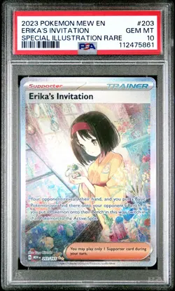 2023 POKEMON MEW EN-151 SPECIAL ILLUSTRATION RARE #203 ERIKA'S INVITATION PSA 10 - Image 1
