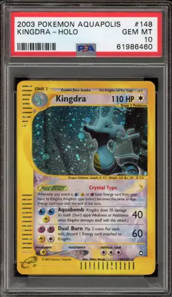 Pokemon Kingdra Aquapolis Crystal Holo Rare #148 PSA 10 Gem Mint - Image 1