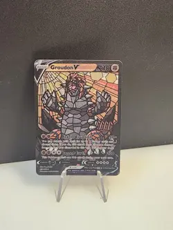 Groudon CUSTOM Stained Glass Holo Van Gogh Shiny Unbranded Card For Display Only - Image 2