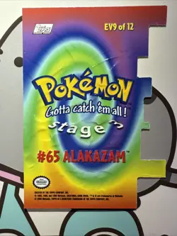 Pokemon TV Series 2 Topps - Die-Cut Embossed Chase Card #65 Alakazam EV9 - Image 4