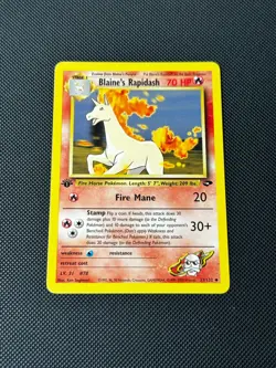 Blaine's Rapidash 33/132 1st Edition Pokemon Card Gym Challenge Uncommon WOTC NM - Image 1