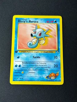 Misty's Horsea 86/132 1st Edition Pokemon Card Gym Heroes Common WOTC NM - Image 1