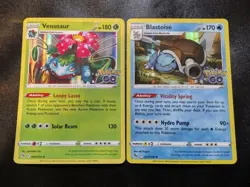 Venusaur 003/078 & Blastoise 017/078 Pokemon GO Holo Rare Pokemon Card Set LP - Image 1