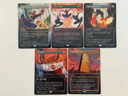 MTG Secret Lair Marvel Spiderman Heroic Deeds Non-Foil Edition Set Of 5 - Image 1