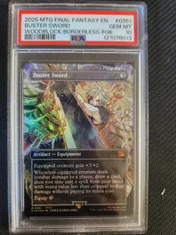 MTG Final Fantasy Buster Sword Woodblock Borderless Foil PSA 10 - Image 1