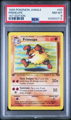 1999 POKEMON JUNGLE 1ST ED #43 PRIMEAPE PSA 8 - Image 1
