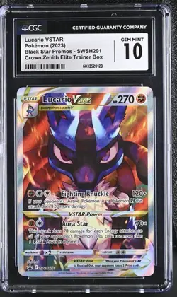CGC 10 LUCARIO VSTAR SWSH291 CROWN ZENITH ETB SWORD & SHIELD POKEMON - Image 1