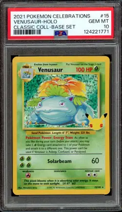 2021 Pokemon Celebrations Venusaur Holo 15/102 PSA 10 Gem Mint - Image 1