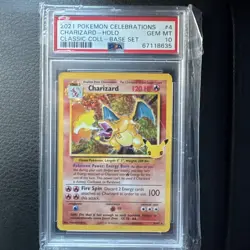 2021 Pokemon Celebrations Charizard #4 102 Classic Base Set Holo PSA 10 GEM MINT - Image 1