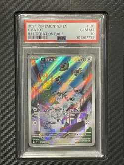 2024 PSA 10 Chatot #181 Illustration Rare Pokemon TCG S&V Temporal Forces - Image 1
