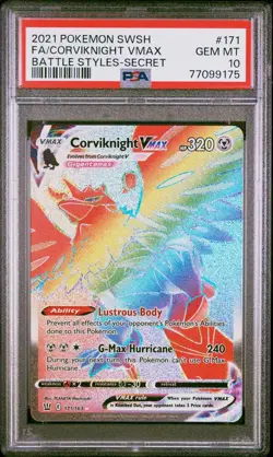 PSA 10 GEM MINT Corviknight VMAX 171/163 Battle Styles Secret Rare Holo Pokemon - Image 1