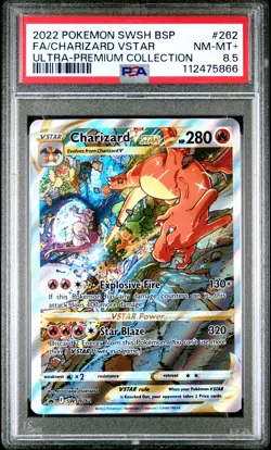 2022 POKEMON SWSH BLACK STAR PROMO #262 FULL ART/CHARIZARD VSTAR PSA 8.5 - Image 1