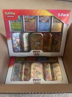 SCARLET AND VIOLET 151 Pokemon (5 Pack) Mini Tins w/4 Promo Cards - Image 1