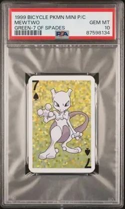1999 Pokemon MEWTWO Mini Playing Card Poker Bicycle PSA 10 Gem Mint - Image 1