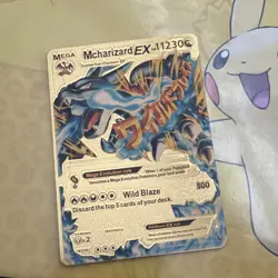 Mcharizard EX Mega M Charizard Gold Foil Fan Art Pokemon Card 108/106 NM - Image 1