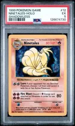 1999 POKEMON GAME #12 NINETALES-HOLO SHADOWLESS - PSA 5 - Image 1