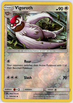 Pokemon TCG Vigoroth 169/236 Sm-Unified Minds Reverse Holo - Image 1