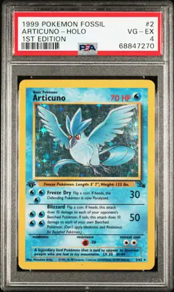 1999 POKEMON FOSSIL 1ST ED #2 ARTICUNO-HOLO PSA 4 - Image 1