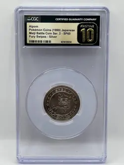 Pokemon Aipom 1999 Japanese Meiji Battle Coin SP60 Fury Swipes CGC 10 PRISTINE - Image 1