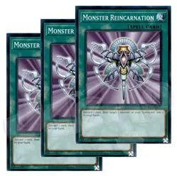 Yugioh - Monster Reincarnation x 3 - NM - Plus Free Holographic Card - Image 1