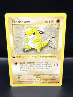 Pokemon Sandshrew 62/102 1st Edition Shadowless Base Set Card - Image 1