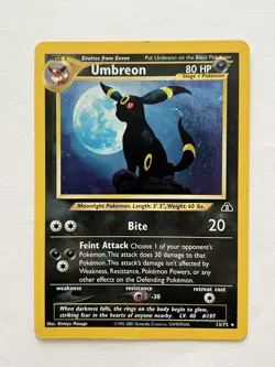 Pokemon TCG Umbreon Holo Neo Discovery 11/75 SWIRL 🌀LP** Card Vintage - Image 1