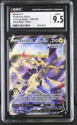 CGC 9.5 MINT+ Zeraora V 2021 Chilling Reign 166/198 Ultra Rare Holo Pokemon Card - Image 1