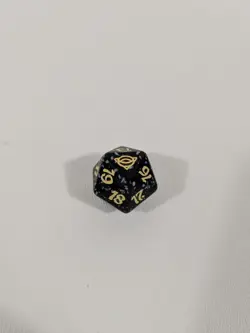MTG d20 Spindown 20-sided Life Counter die LOTR Lord of the Rings Black & Yellow - Image 1