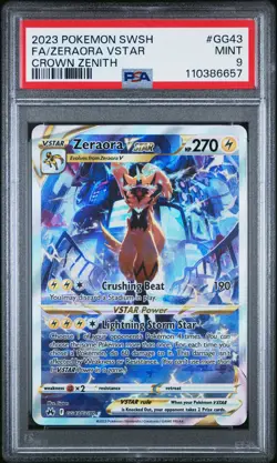 2023 POKEMON SWORD & SHIELD CROWN ZENITH #GG43 FULL ART/ZERAORA VSTAR PSA 9 - Image 1