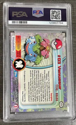 1999 TOPPS CHROME POKEMON T.V. RAINBOW FOIL VENUSAUR PSA 8 - Image 2
