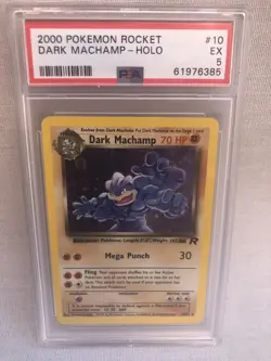 Pokemon 2000 WOTC PSA 5 Team Rocket Unlimited Dark Machamp Holo 10/82 - Image 1
