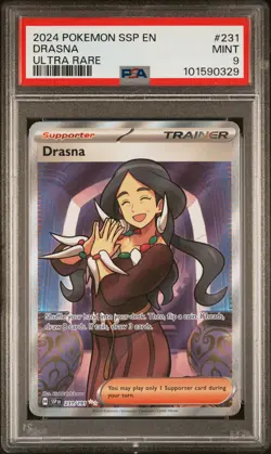 2024 POKEMON SSP EN-SURGING SPARKS ULTRA RARE #231 DRASNA PSA 9 - Image 1