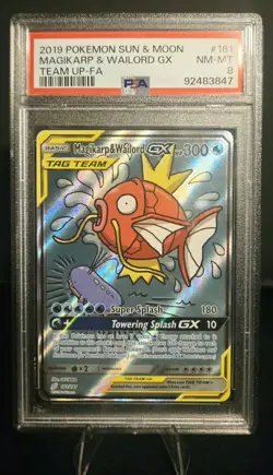 Pokemon: Magikarp & Wailord GX Team Up Full Alt Art #161 PSA 8 NMint - Image 1