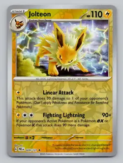 Reverse Holo Jolteon #135/165 Rare SV: Scarlet & Violet 151 Pokemon - Image 1
