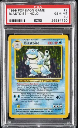 1999 POKEMON BASE SET UNLIMITED #2 BLASTOISE-HOLO PSA 10 - Image 1