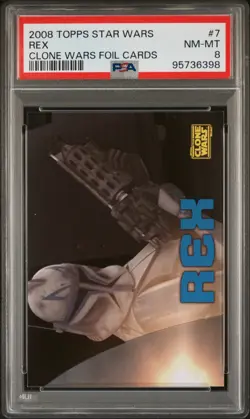 2008 TOPPS STAR WARS THE CLONE WARS FOIL CARDS #7 REX PSA 8 - Image 1