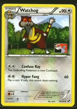 Watchog 79/114 Black & White Base Set Crosshatch League Promo Pokemon Card - Image 1